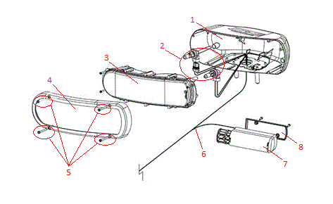 Power-V DXT Headlight (Driver) (103272 & Down) - Parts